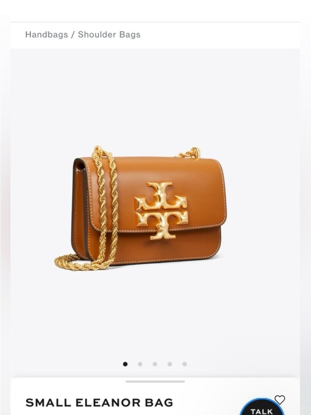 Tory Burch Small Eleanor Crossbody in Caramel Brown with Gold Hardware